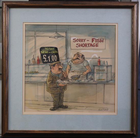 Carlo Roberto Sorry Fish Shortage, 11 x 11.5in.